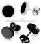 2 Pairs Of 316L Surgical Steel Punk Black & Silver Men Women Stud Earrings