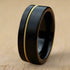 Men 8mm Black Brushed Tungsten Light Gold Guitar String Comfort-Fit Wedding Band