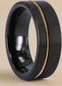 Men 8mm Black Brushed Tungsten Light Gold Guitar String Comfort-Fit Wedding Band