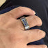Men 8mm Tungsten Blue Carbon Fiber Steampunk Gear Inlay Comfort-Fit Wedding Ring