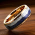 Men's 8mm Rose Gold Tungsten Blue Lapis Lazuli & Meteorite Inspired Wedding Band