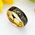 Men's 8mm Titanium Yellow Gold Leaf & Black Sandstone Comfort-Fit Wedding Band