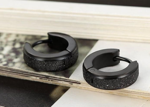 316L Surgical Steel Classic Frosted Men Women Hypoallergenic Huggie Hoop Earring