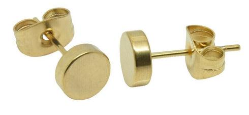 3Pairs 316L Surgical-Steel Flat Round Black Silver Gold Men Women Stud Earrings