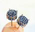 Micro Pave 14K White Gold Plated Blue Cubic Zirconia Men Women Cluster Earrings