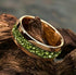 Men 8mm Titanium Gold Plated Green Galaxy Crystal Glow Comfort-Fit Wedding Band