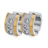 2Tone Titanium Frosted Wide Gold Silver CZ Hypoallergenic Men Women Hoop Earring