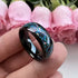 Men's 8mm Black Tungsten Celestial Galaxy Crushed Opal Comfort-Fit Wedding Band