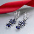 Elegant Blue Sapphire Drop 14K White Gold Plated Cubic Zirconia Women Earrings