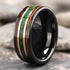 Men 8mm Black Tungsten Burnt Whiskey Barrel Malachite Comfort-Fit Wedding Band