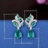 Elegant Aquamarine 14K White Gold-Plated Cubic Zirconia Women Dangle Earrings