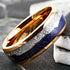 Men's 8mm Rose Gold Tungsten Blue Lapis Lazuli & Meteorite Inspired Wedding Band