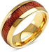 Men's 8mm Tungsten Yellow Gold Hawaii Koa Wood Comfort-Fit Polished Wedding Band