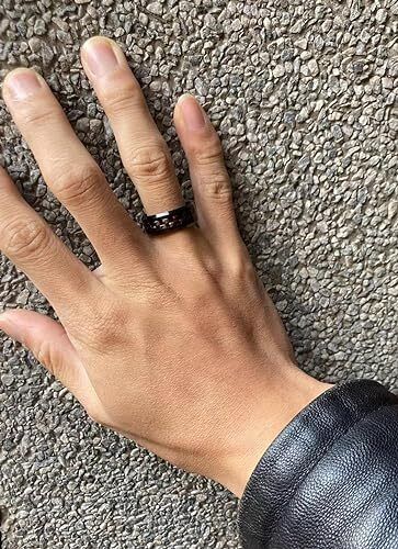 Men's 8mm Tungsten Ring Red Black Carbon Fiber Inlay Comfort-Fit Wedding Band
