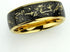 Men's 8mm Titanium Yellow Gold Leaf & Black Sandstone Comfort-Fit Wedding Band