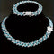 2Pc FULLY ICED 14K White Gold Plated CZ Miami Cuban Link Chain Necklace & Bracelet