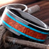 Men's 8mm Titanium Turquoise Wood Comfort-Fit Polished Carbon Fiber Wedding Band