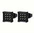 2 Pairs Titanium Steel Black Square CZ Stud & Flat Round Stud Men Women Earrings