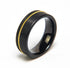 Men 8mm Black Brushed Tungsten Light Gold Guitar String Comfort-Fit Wedding Band