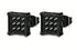 2 Pairs Titanium Steel Black Square CZ Stud & Flat Round Stud Men Women Earrings