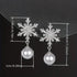 Stunning White Pearl Snowflake 18K White Gold-Plated Cubic Zirconia Earrings
