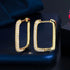 Exquisite Micro Pave 14K Gold Plated Rectangular Cubic Zirconia Hoop Earrings