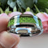 Men 8mm Titanium Beveled-Edges Green Carbon Fiber Inlay Comfort-Fit Wedding Band