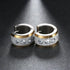 2Tone Titanium Frosted Wide Gold Silver CZ Hypoallergenic Men Women Hoop Earring