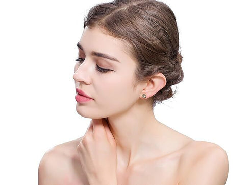 316L Surgical Steel Round Greek Pattern CZ Barbell Men & Women Stud Earrings