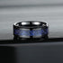 Men's 8mm Beveled Edge Comfort-Fit Blue Celtic Dragon Tungsten Wedding Band Ring