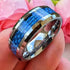 Men 8mm Tungsten Beveled-Edges Blue Carbon Fiber Inlay Comfort-Fit Wedding Band