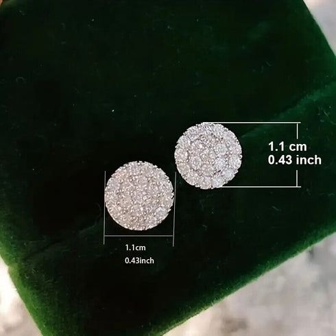 Iced Out 14K White Gold Plated Cubic Zirconia Men & Women Cluster Stud Earrings