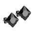 2 Pairs of 316L Surgical-Steel Black & Silver Square CZ Men Women Stud Earrings