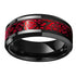 Beveled Edges Red Celtic Dragon Comfort-Fit 8mm Tungsten Wedding Band Ring