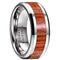 Men's 8mm Tungsten Ring Koa Wood Inlay Comfort-Fit Engagement Wedding Band