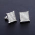 Micro Pave Flat Square 14K White Gold Plated Cubic Zircon Men Women Stud Earring
