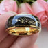 Men's 8mm Titanium Yellow Gold Leaf & Black Sandstone Comfort-Fit Wedding Band