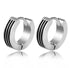 316L Surgical Steel Classic 3 Black Striped Enamel Men & Women Hoop Earrings