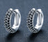 Dazzling Micro Pave 14K White Gold Plated 3 Row Black CZ Men Women Hoop Earrings