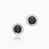 Paved Round Cut Black & White 18K White Gold Plated CZ Men & Women Stud Earrings