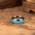 Men 8mm Tungsten Turquoise Domed Polished Carbon Fiber Comfort-Fit Wedding Band