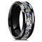 Men's 8mm Comfort Fit Black Tungsten Celtic Gold Dragon Blue Carbon Fiber Ring