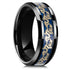 Men's 8mm Comfort Fit Black Tungsten Celtic Gold Dragon Blue Carbon Fiber Ring