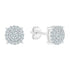 Paved 18KWhite Gold Plated Cubic Zirconia Double Round Cluster Men Women Earring