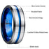 Men 8mm Tungsten Brushed Silver W/Blue Grooved Center Beveled-Edges Wedding Band