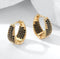 Exquisite Micro Pave 18K Gold Plated Black Cubic Zirconia Huggie Hoop Earrings