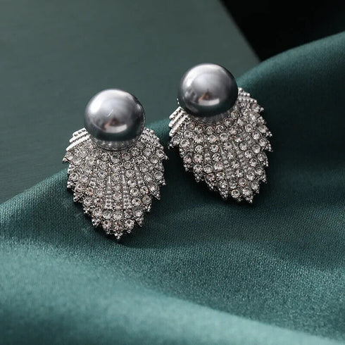 Sparkling Gray Pearl Women Delicate Stud Earrings Anniversary & Valentine's Gift