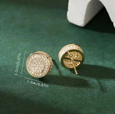 Exquisite Micro Pave 18K Gold Plated 5A Cubic Zirconia Men Women Stud Earrings