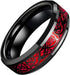 Men's 8mm Tungsten Beveled Edges Red Celtic Dragon Comfort-Fit Wedding Band Ring