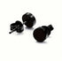 2 Pairs Titanium Steel Black Square CZ Stud & Flat Round Stud Men Women Earrings